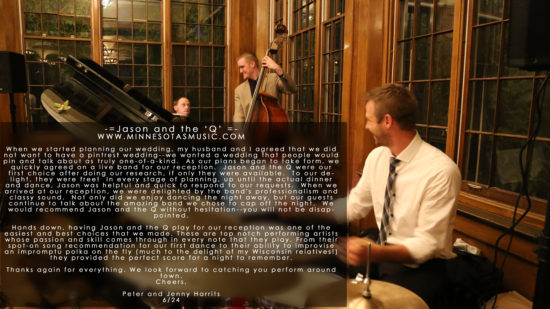 6/24 Peter and Jen Harrits wedding – The Perfect Score for our Night!